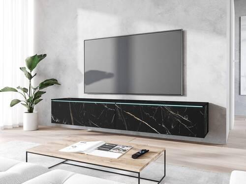 Lowboard ca. 180x30 cm mit LED Stein Optik - Graphitfarben/Grau, Basics, Holzwerkstoff/Kunststoff (180/30/33cm) - P & B