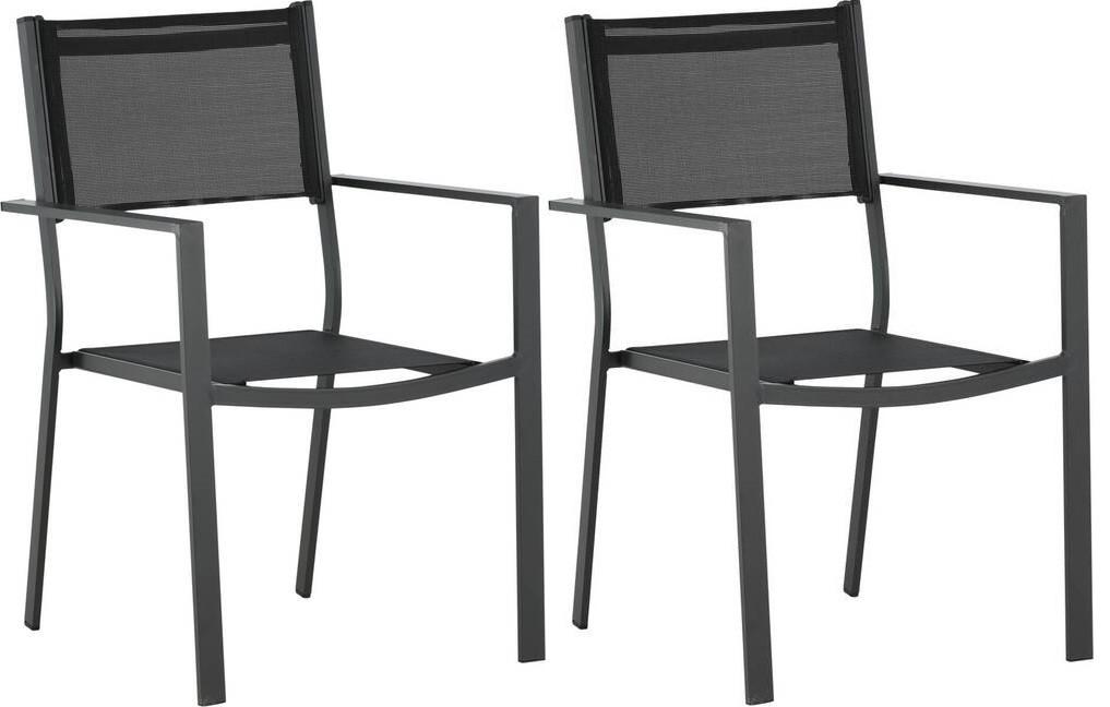 Stapelsessel-Set Copacabana Schwarz Aluminium 2er-Set - Schwarz, KONVENTIONELL, Textil/Metall (56.5/88/61cm) - Gardenson