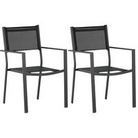 Stapelsessel-Set Copacabana Schwarz Aluminium 2er-Set - Schwarz, KONVENTIONELL, Textil/Metall (56.5/88/61cm) - Gardenson