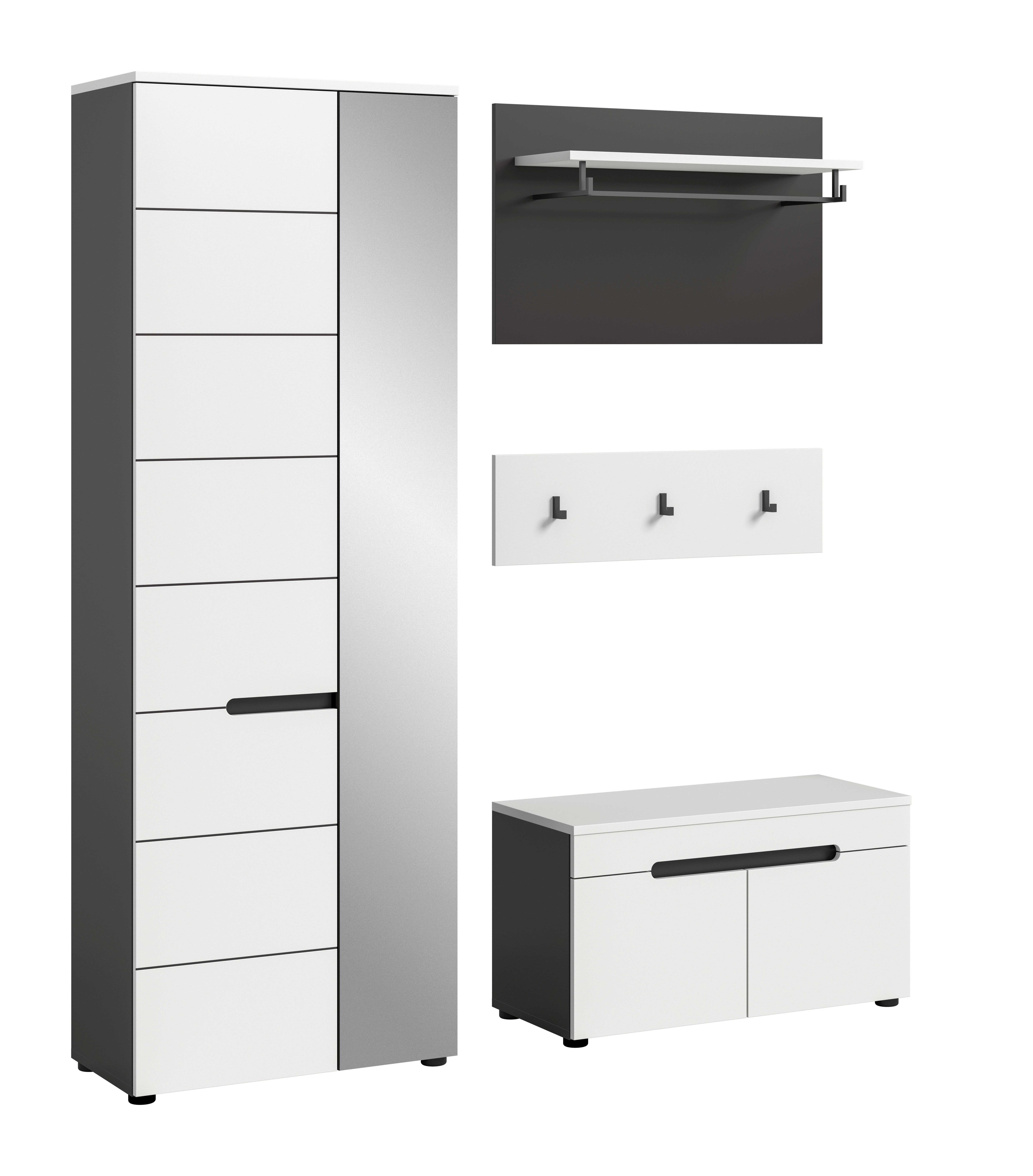 Predsoba Canu, Bela, Siva, 3-Delna - siva/bela, Design, leseni material (160/190/37cm) - Livetastic