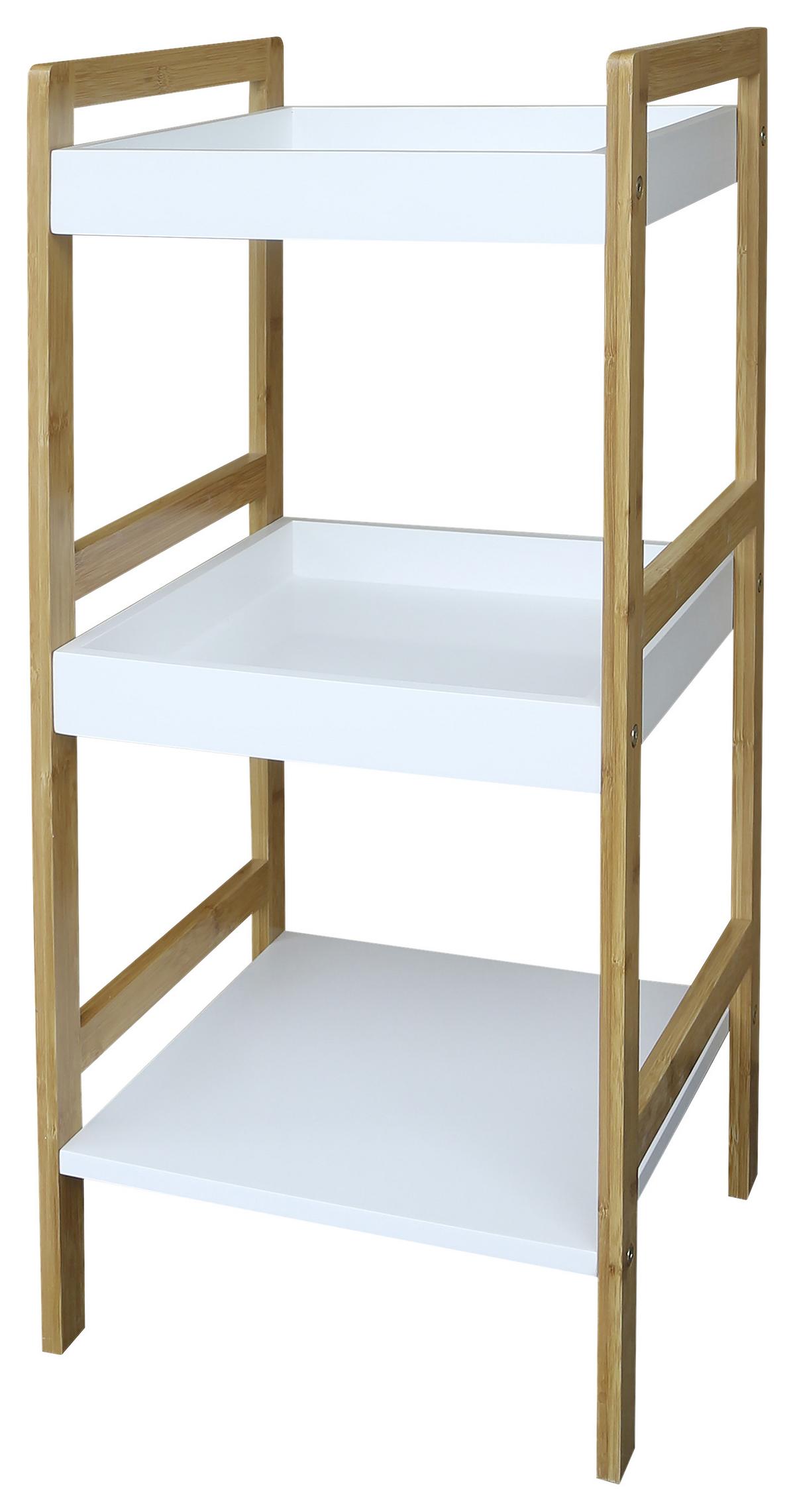 Etajeră LIANE 1 - alb/culoare natur, Modern, materiale naturale/material pe bază de lemn (36/80/33cm) - Based