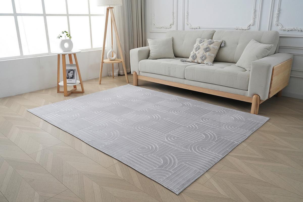 Flachwebeteppich Calma 125 Silber 120 X 160 Cm - Silberfarben, Basics, Textil (120/160cm) - Kayoom