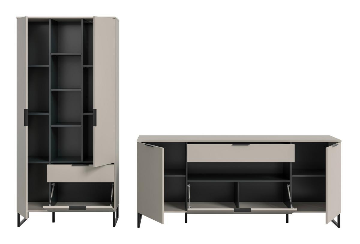 Dnevni Regal Noida, Kašmir, Črna, 2-Delni - kašmir/črna, Design, kovina/leseni material (290/192/41cm) - Livetastic