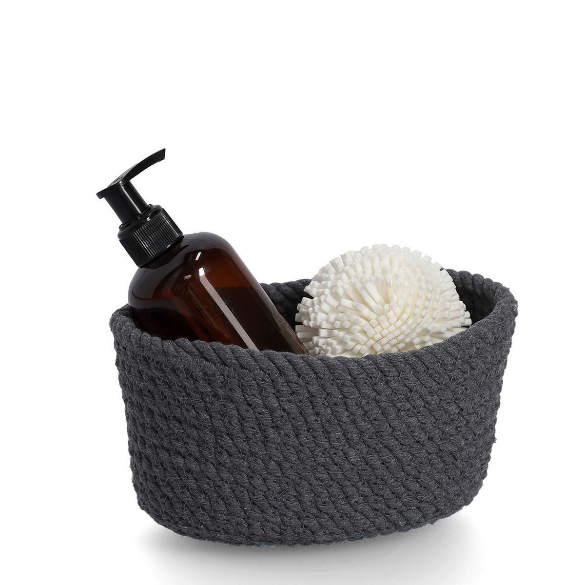 Korbset Dunkelgrau, 3er-Set - Dunkelgrau, Basics, Textil (24/17/13cm)