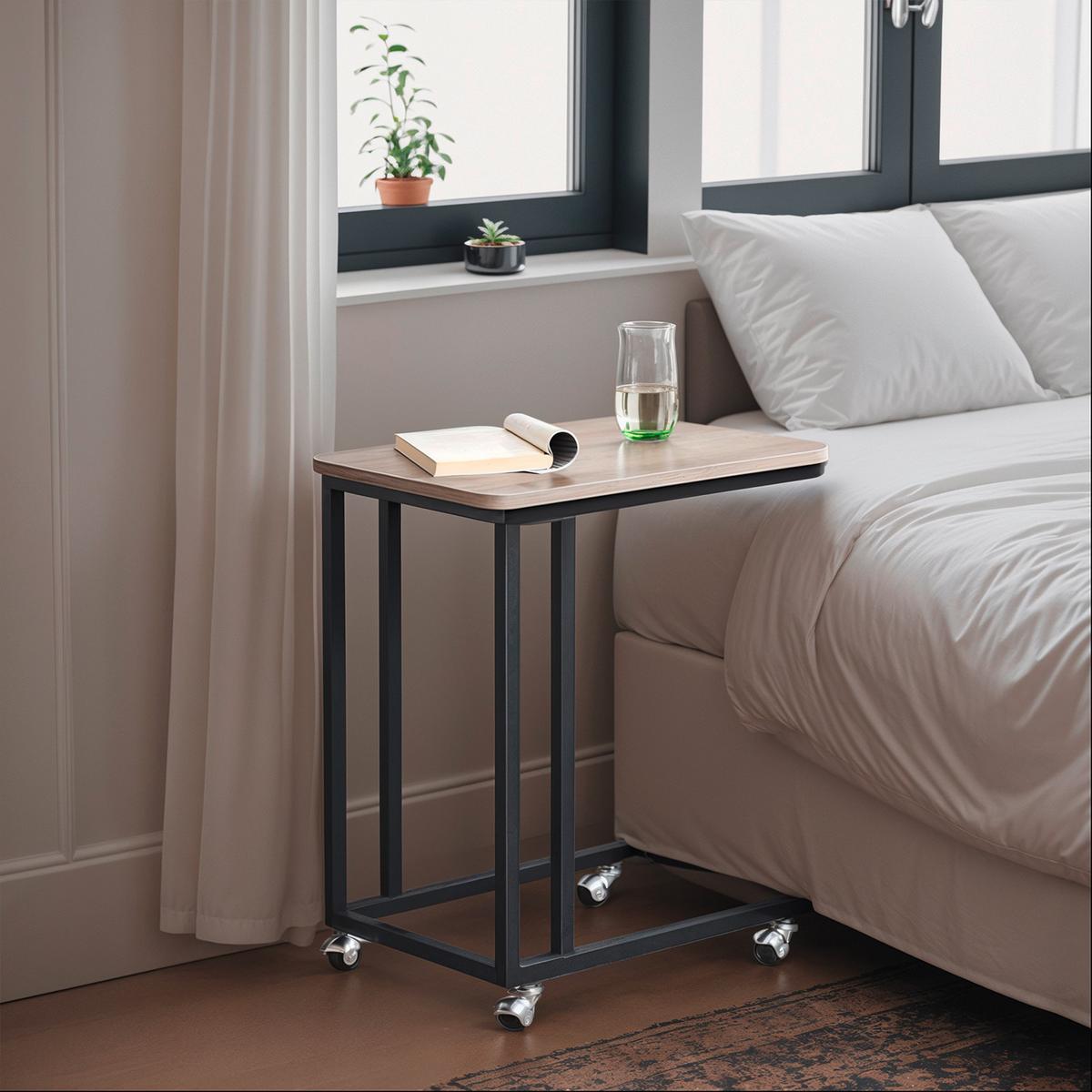 BEISTELLTISCH SIDE SOFA TABLE - Greige/Schwarz, MODERN, Holzwerkstoff/Metall (50/35/59,5cm) - MID.YOU