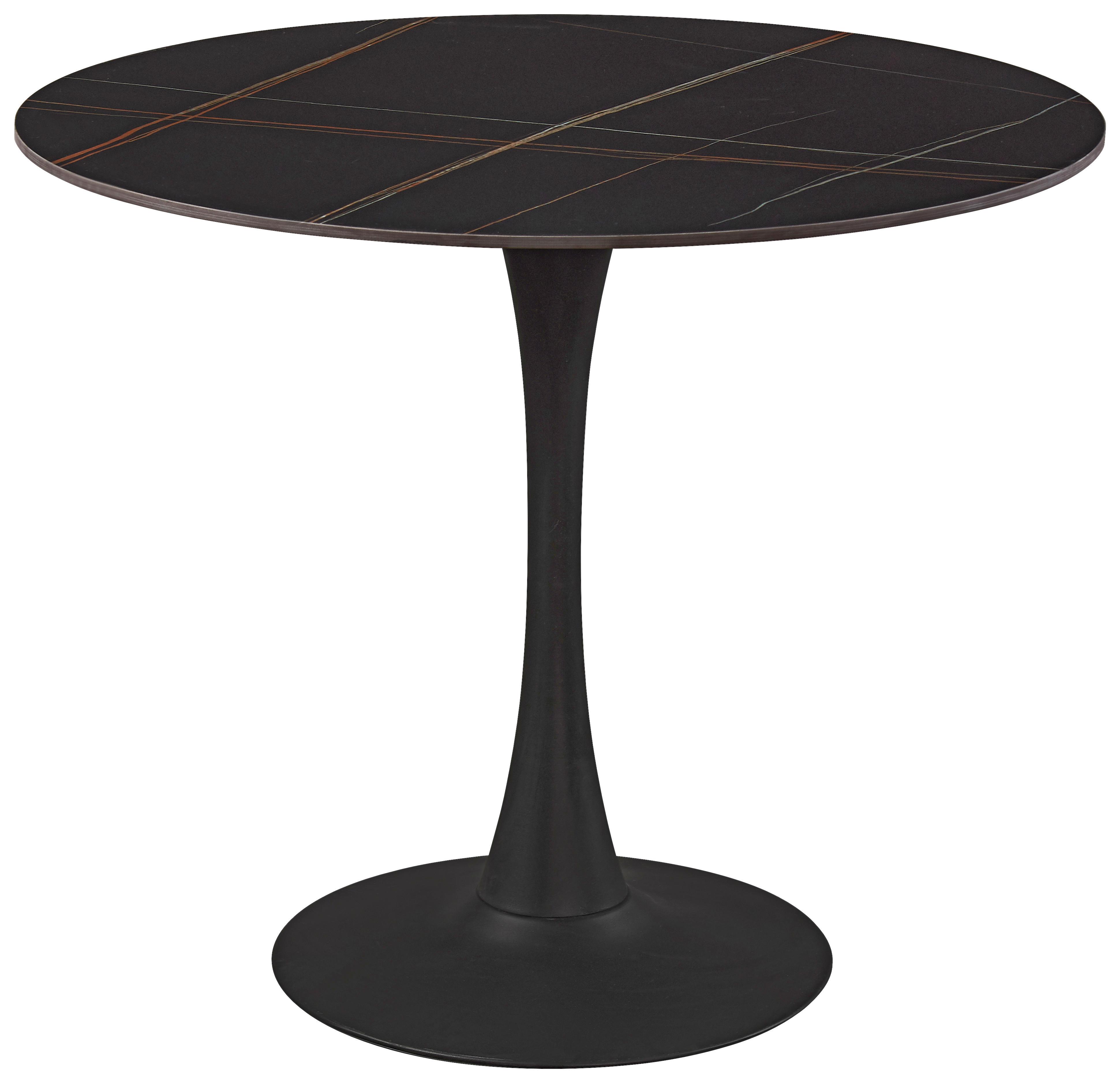 Esstisch Panther 2 Schwarz matt - Schwarz, MODERN, Keramik/Metall (90/76cm) - Mömax