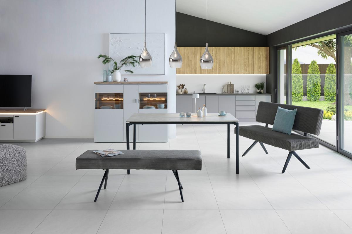 ŁAWKA CHIOS - ciemnoszary/czarny, Konventionell, metal/tkanina (140/90/62cm) - MID.YOU