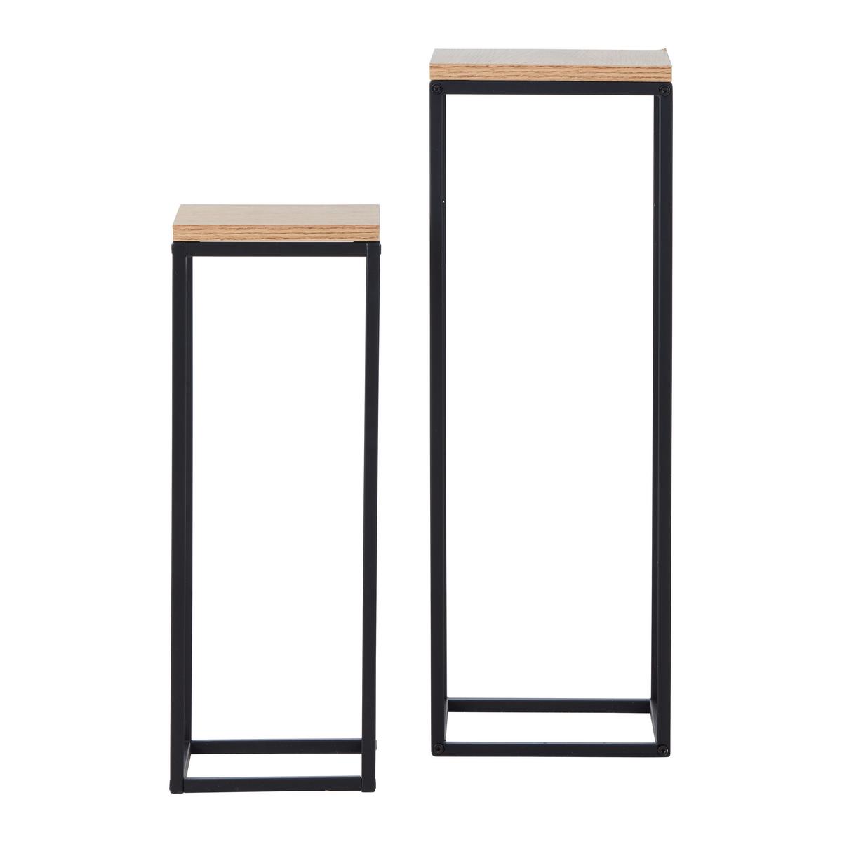 Blumensäulen-Set Watford in Schwarz/Eichefarben - Eichefarben/Schwarz, Modern, Holzwerkstoff/Metall (19-23/54-67/19-23cm) - Mömax