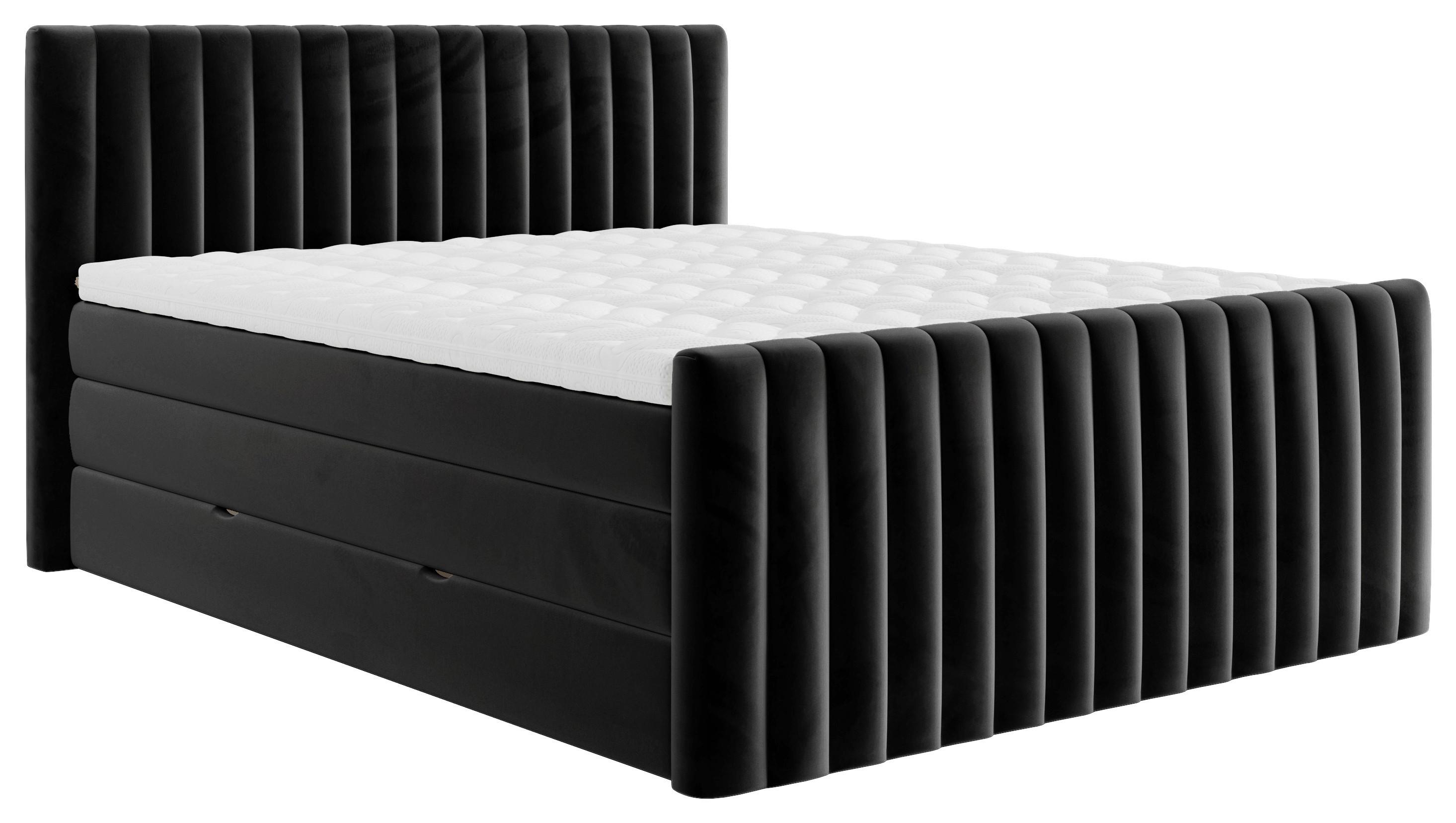 Boxspringbett Simon in Schwarz ca. 180x200cm - Schwarz, KONVENTIONELL, Holzwerkstoff/Kunststoff (180/200cm) - Premium Living
