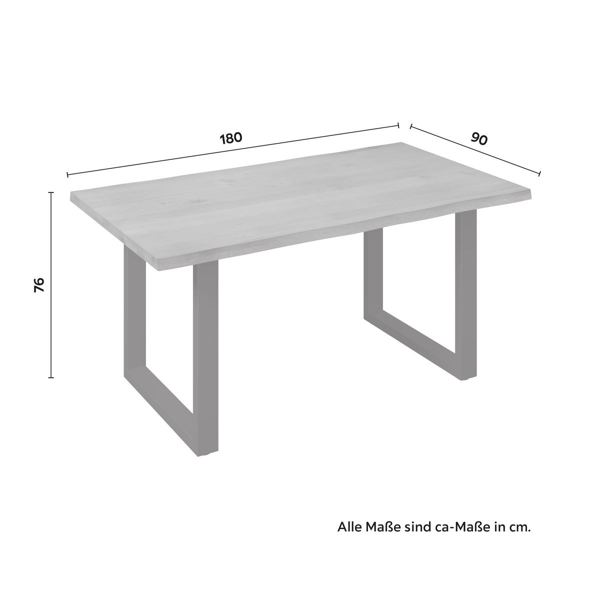 Esstisch Dan in Holz Eiche massiv ca. 180x90 cm - Eichefarben/Schwarz, MODERN, Holz/Metall (180/90/76cm) - Bessagi Home