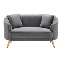 2-sitzer-sofa Grau Samt - Naturfarben/Grau, Modern, Holz/Textil (141/77/73cm) - Bessagi Home