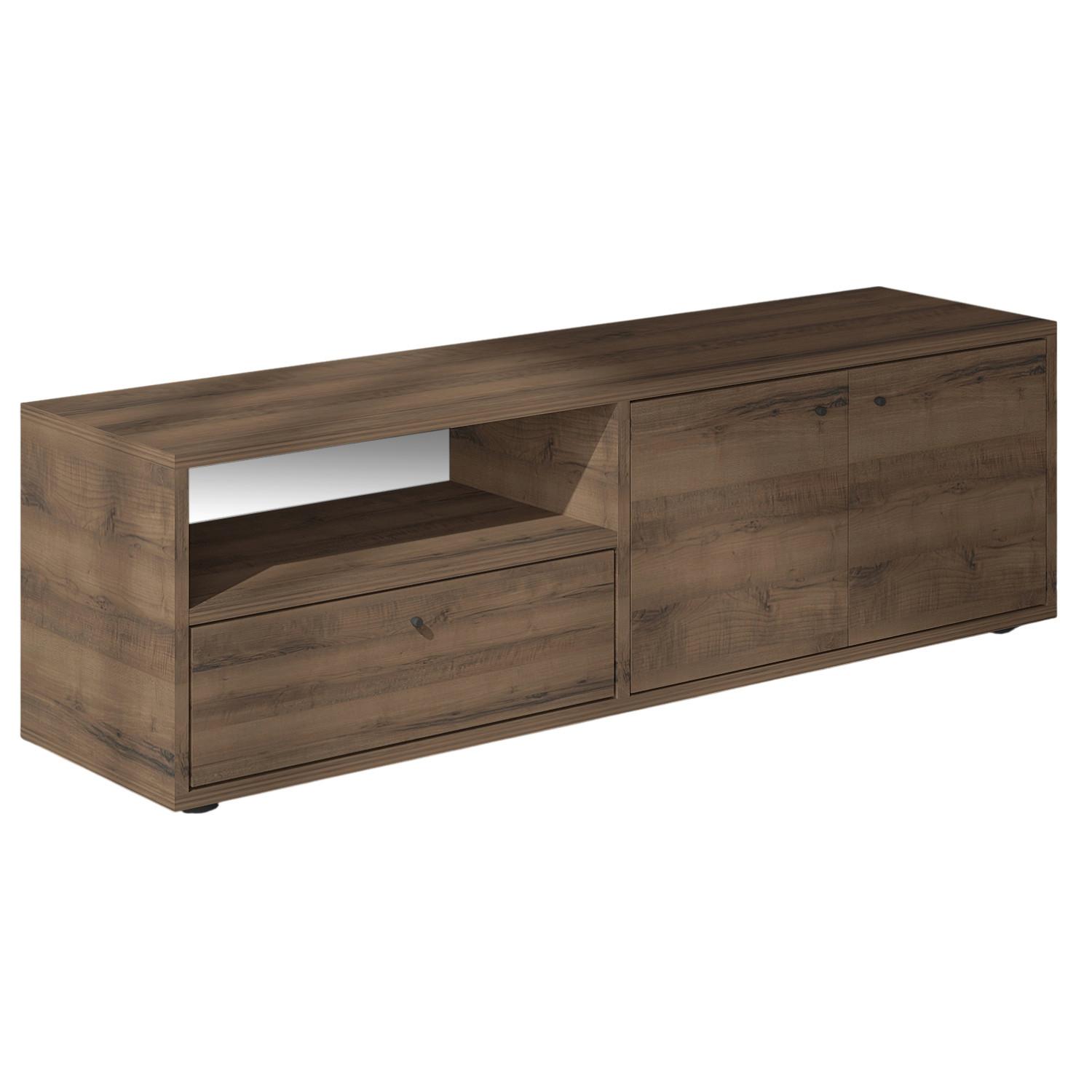 Lowboard Pao Tv Schrank - Eichefarben/Schwarz, Design, Holzwerkstoff (35/42/136cm) - Livetastic