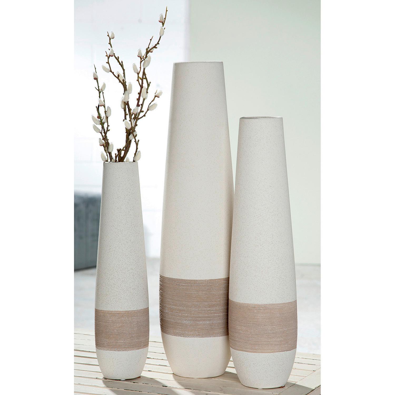 Vase Creme/Hellbraun - Hellbraun/Creme, Basics, Keramik (12/46/12cm)