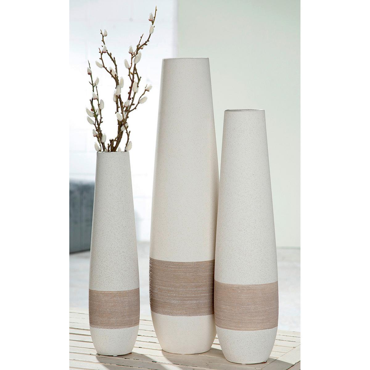 Vase Creme/Hellbraun - Hellbraun/Creme, Basics, Keramik (12/46/12cm)
