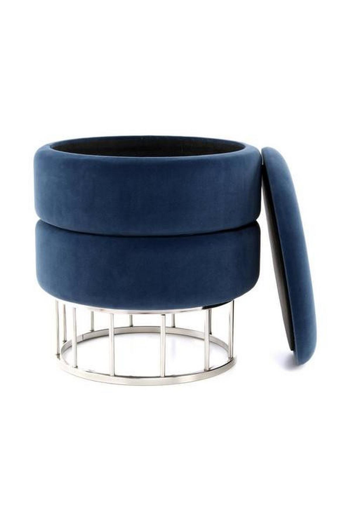 HOCKER Hocker in Blau mit Stauraum - Silberfarben/Dunkelblau, Basics, Holzwerkstoff/Kunststoff (37,5/41/37,5cm) - Kayoom