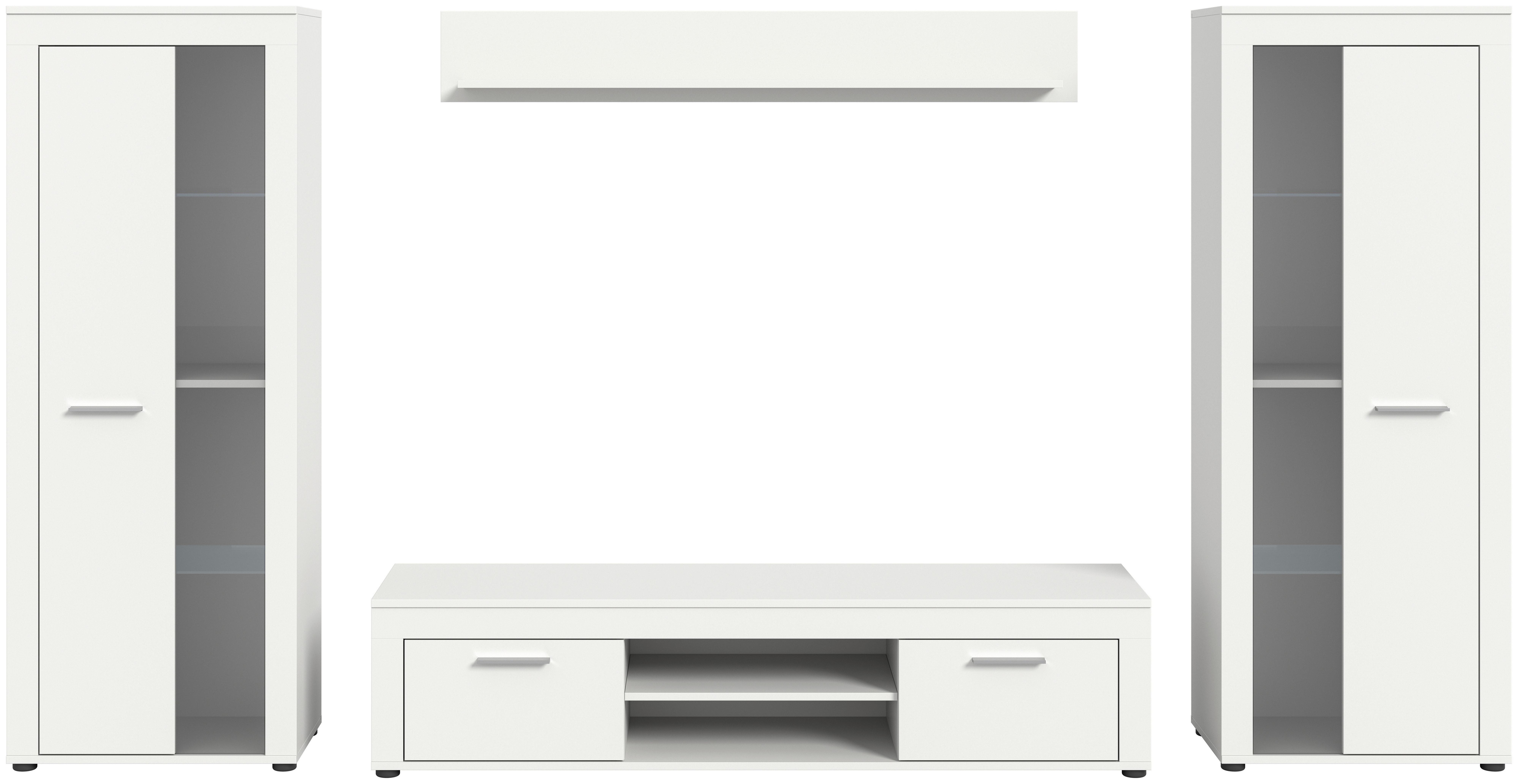 ANSAMBLU MOBILIER CAMERA DE Z JAM - alb, Design, sticlă/material pe bază de lemn (310/159/35cm) - Modern Living