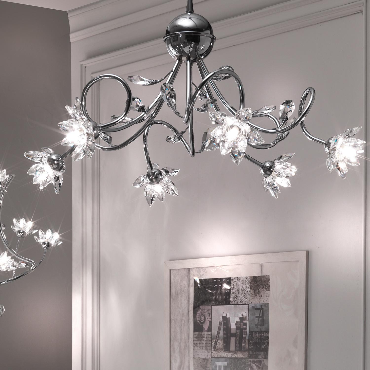 Hängeleuchte Ninfea Chromfarben max. 3 Watt - Chromfarben, KONVENTIONELL, Glas/Metall (80/100cm)