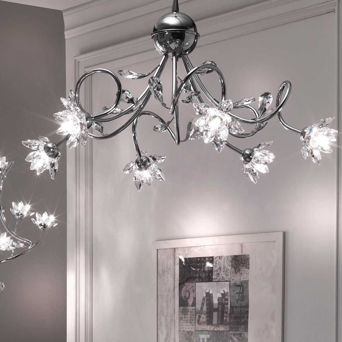 Hängeleuchte Ninfea Chromfarben max. 3 Watt - Chromfarben, KONVENTIONELL, Glas/Metall (80/100cm)
