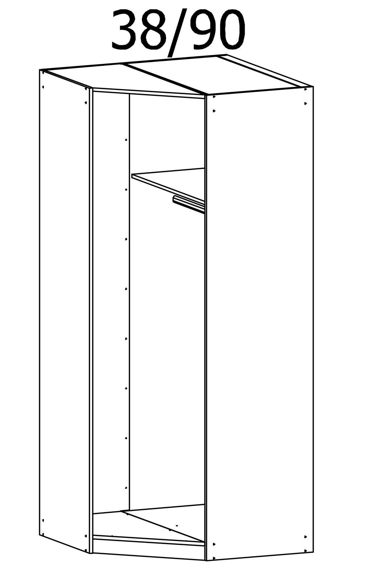 Eckkleiderschrank Lindau Weiß - Weiß, KONVENTIONELL, Glas/Holzwerkstoff (91,4/212/55,2cm)