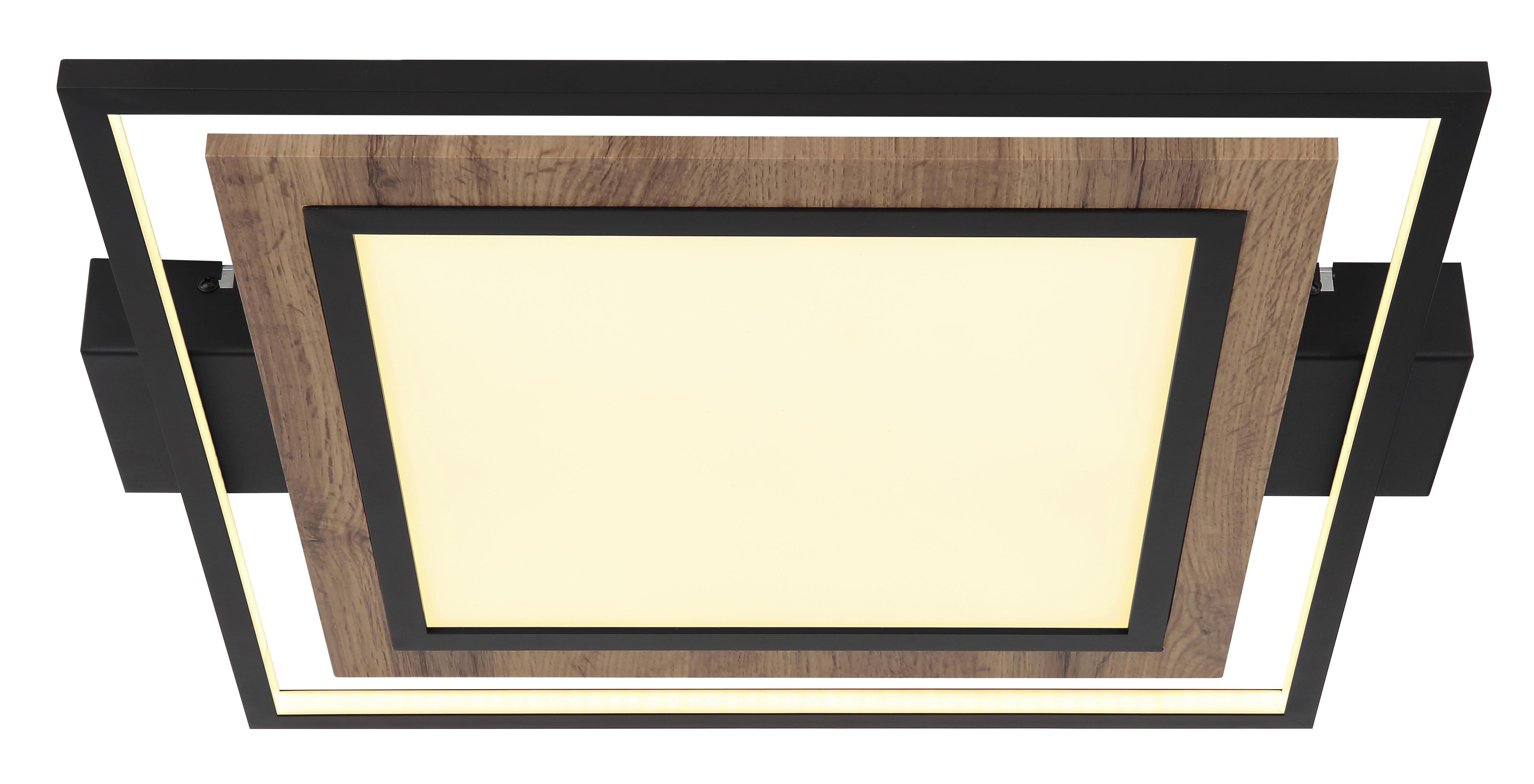 LED-DECKENLEUCHTE 67848-36 - Dunkelbraun/Opal, Natur, Holzwerkstoff/Kunststoff (50/45/5,5cm) - Globo