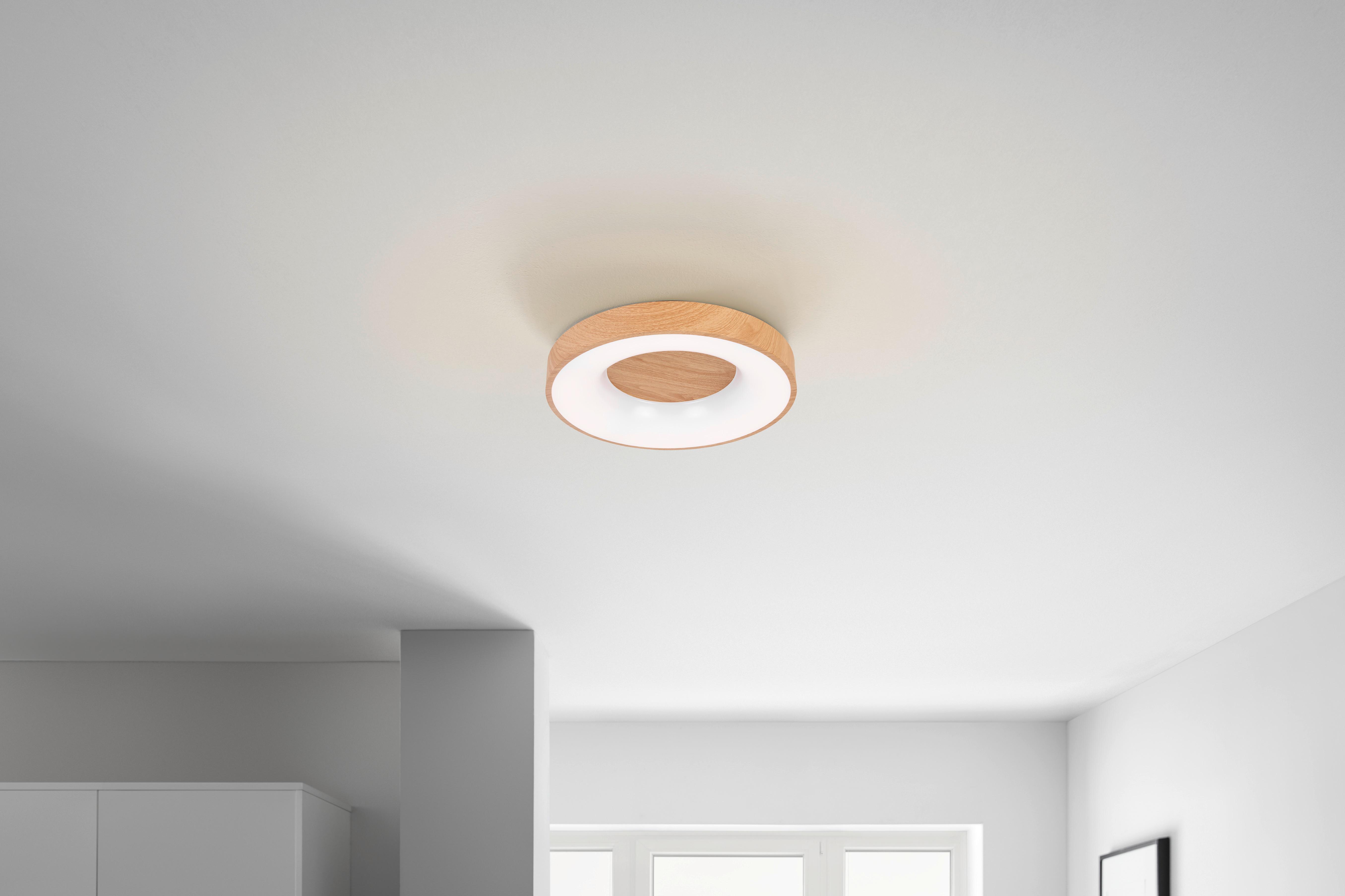 Led Mennyezeti Lámpa Luzia - tölgyfa színű/fekete, Modern, műanyag/fém (40/10cm) - Mömax