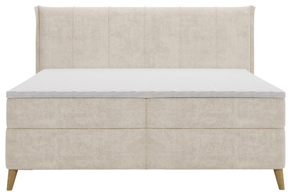 Boxbett Veloria Beige ca. 160x200cm - Beige/Schwarz, KONVENTIONELL, Textil/Metall (160/200cm) - Based