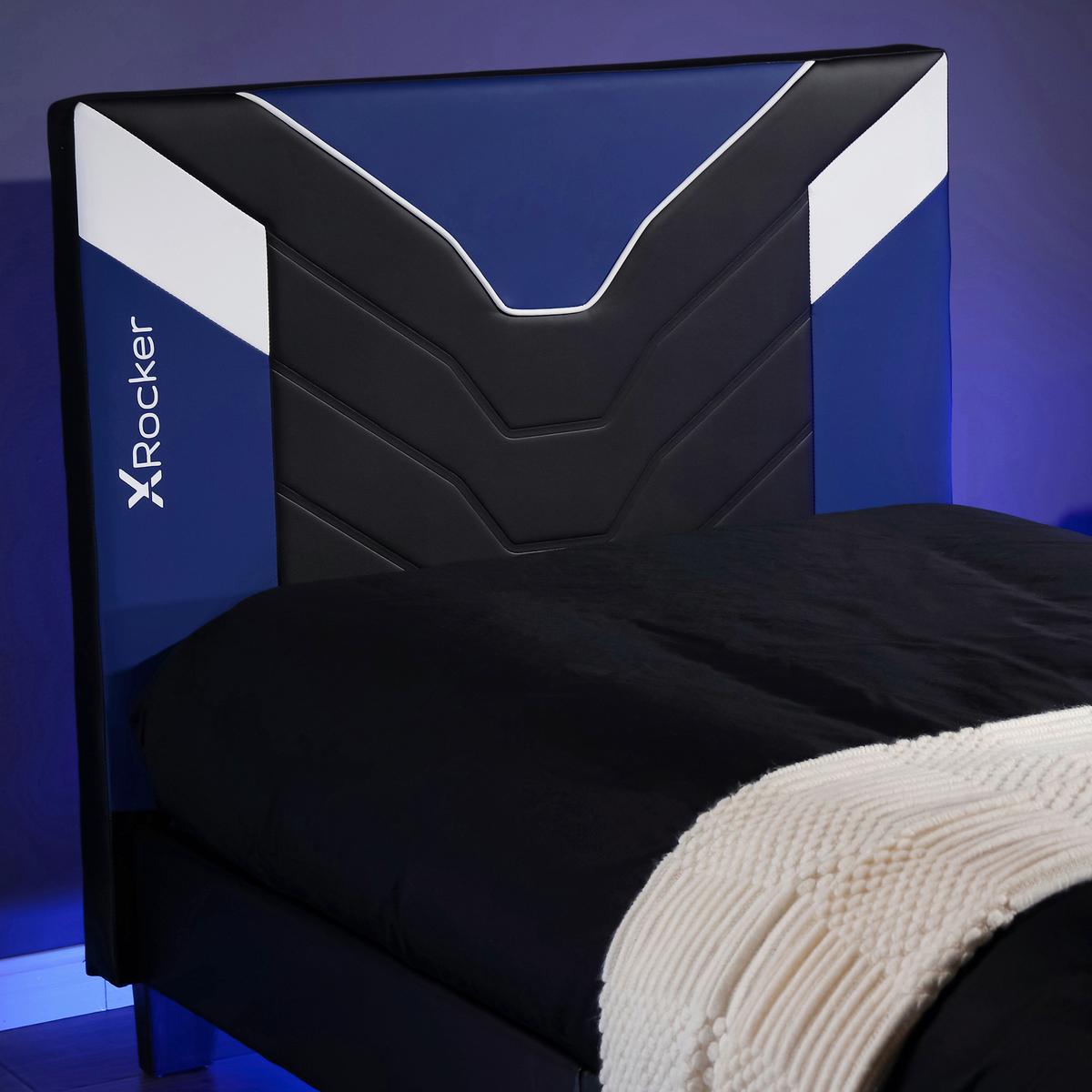Gamingbett Cerberus 90x190 cm Schwarz/Weiß/Blau - Blau/Schwarz, MODERN, Holzwerkstoff/Kunststoff (90/190cm) - X Rocker