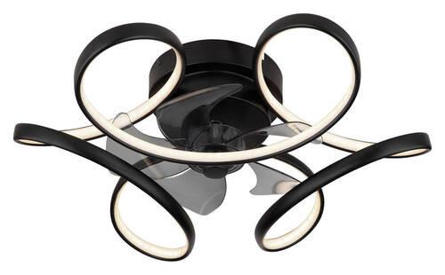 Deckenventilator Loris Opal/Schwarz max. 13 Watt - Transparent/Opal, Design, Kunststoff/Metall (56/21cm) - Globo