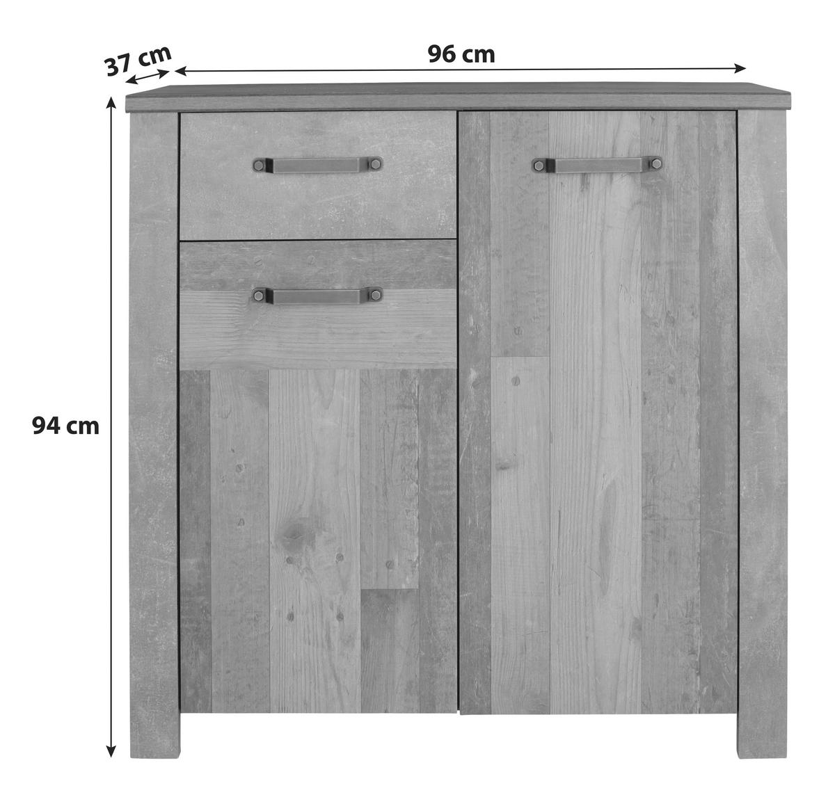 Comodă Ontario - culoare lemn stejar/gri, Trend, material pe bază de lemn (96/94/37cm) - Zandiara