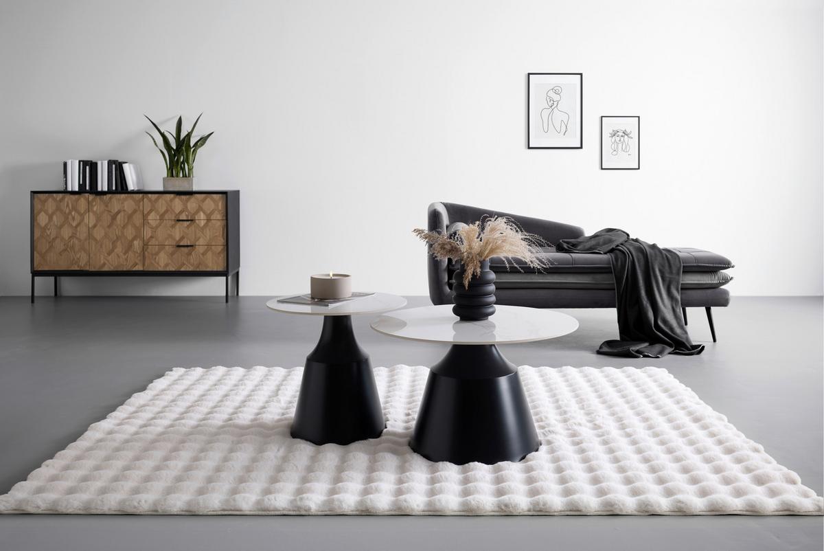 Dohányzóasztal Szett Noah - fekete/fehér, Modern, fém/kerámia (70/50/43/48cm) - Mömax