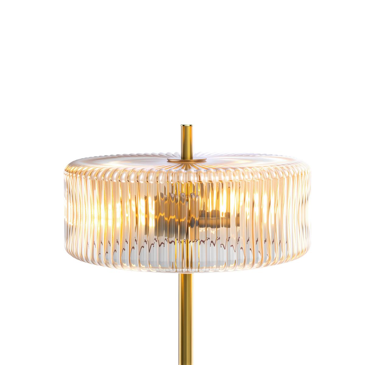 LAMPA STOJĄCA VALENTINA - kolor bursztynowy/kolor złoty, Trend, metal/szkło (30/145cm) - Collett's Monde