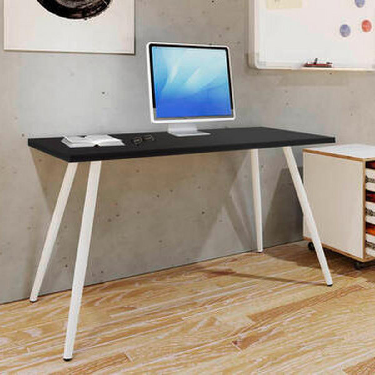 SCHREIBTISCH SALIA - Weiss/Anthrazit, Modern, Holzwerkstoff/Metall (138/50/70cm) - MID.YOU