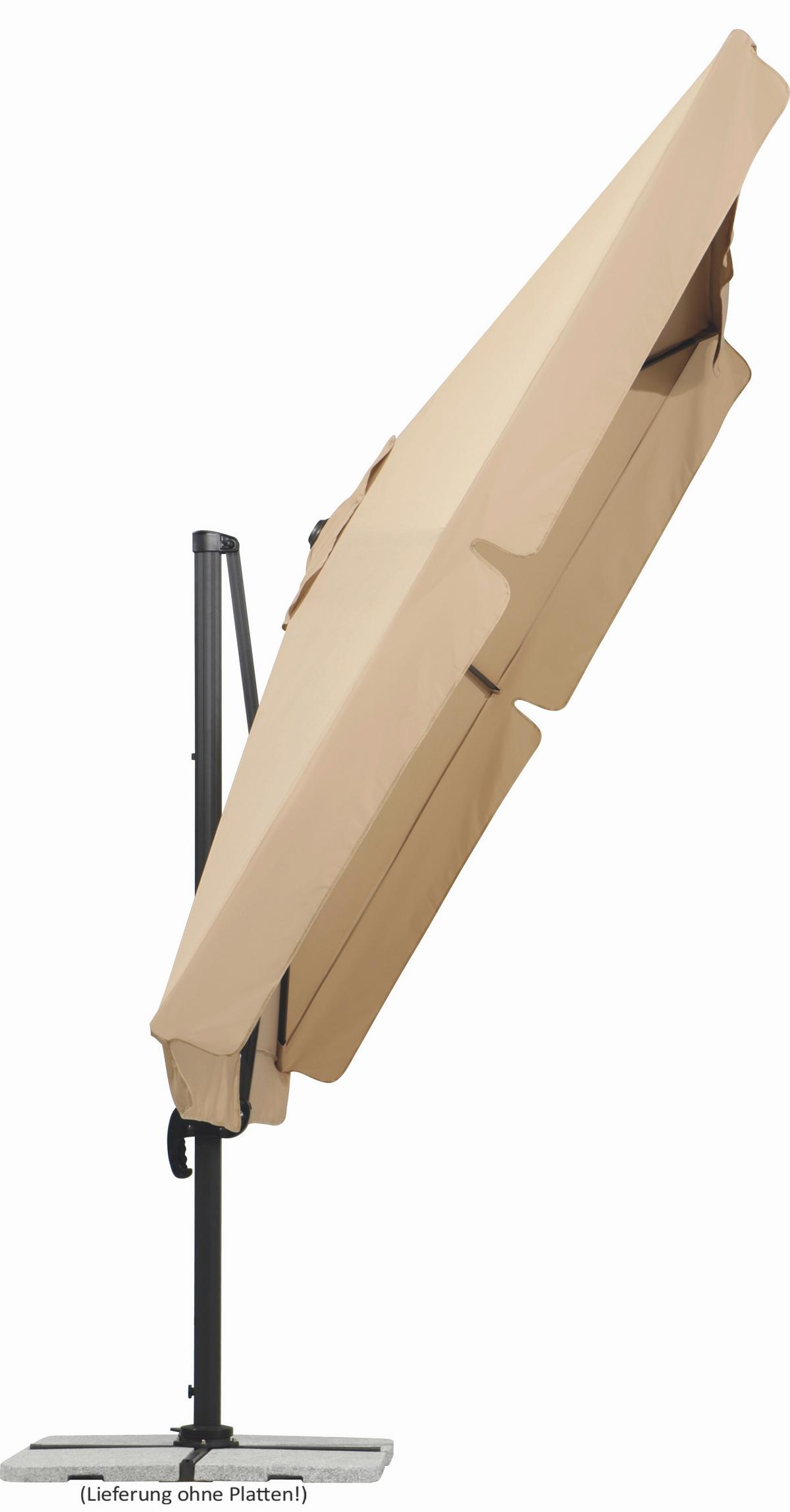 Ampelschirm Rhodos ca. 359x273 x300 Naturfarben - Anthrazit/Naturfarben, Basics, Textil/Metall (359/273/300cm) - Schneider