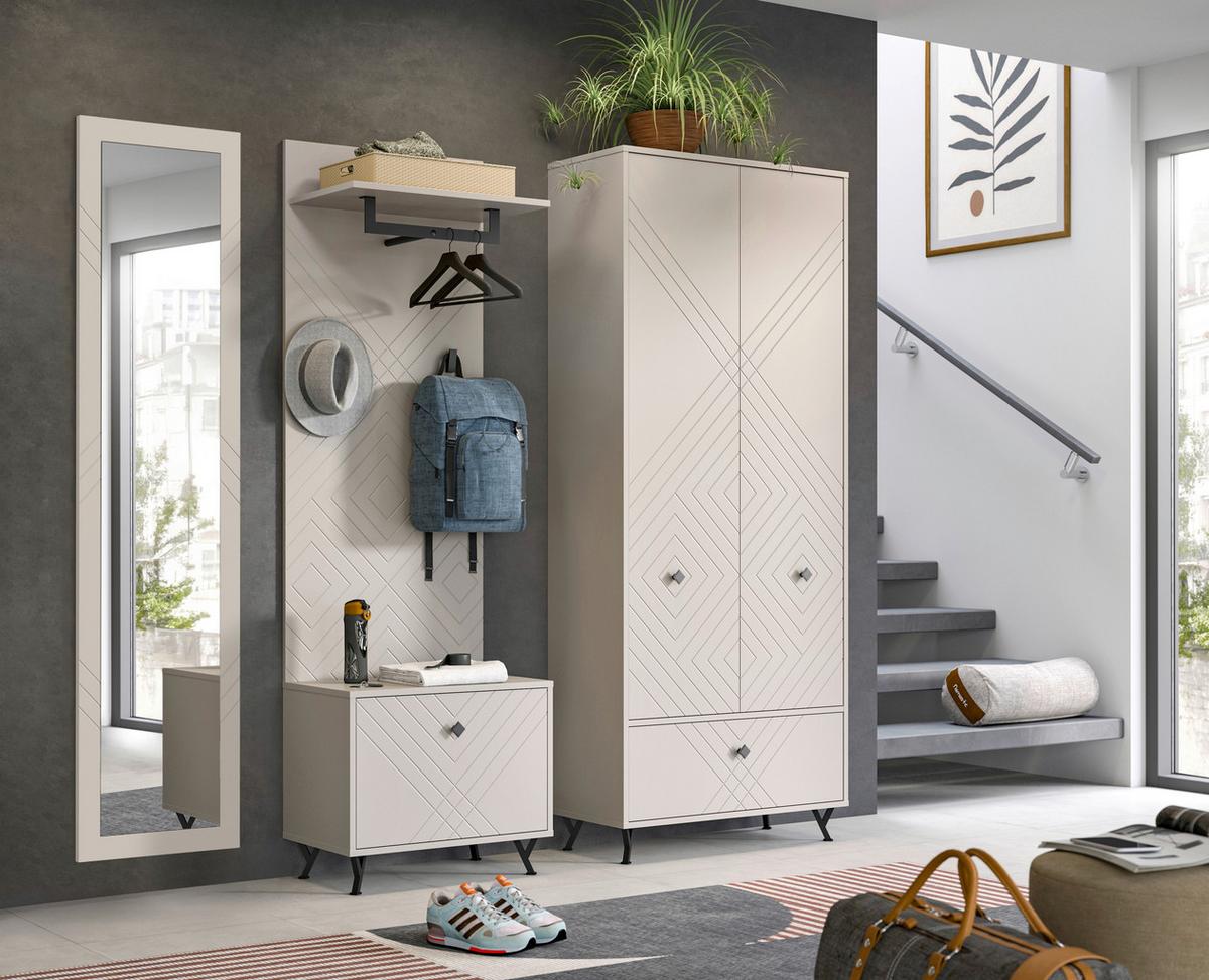 Ogledalo Notes - boje pijeska, Design, staklo/drvni materijal (45/180/2cm) - Modern Living