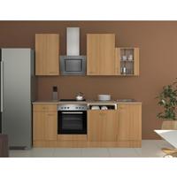 Küchenblock Nano Buche - Edelstahlfarben/Beige, MODERN, Glas/Holzwerkstoff (220cm) - FlexWell