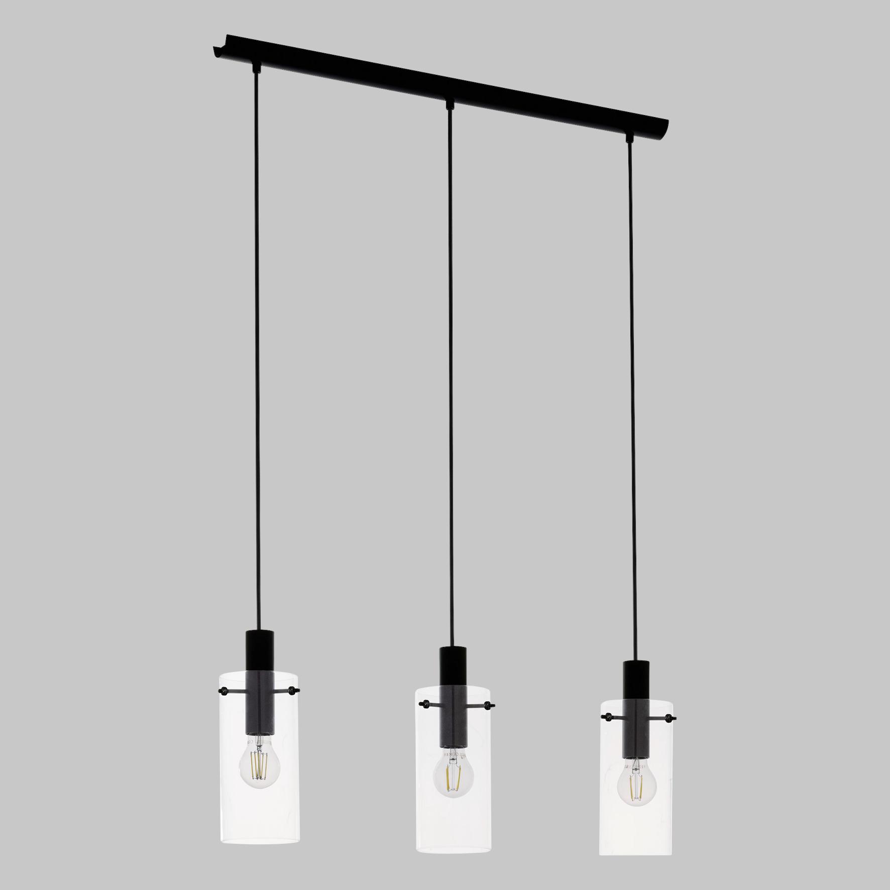 Hängeleuchte Montefino in Schwarz max. 60 Watt - Klar/Schwarz, MODERN, Glas/Metall (73/11/110cm)