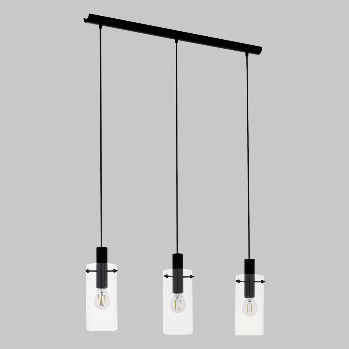 Hängeleuchte Montefino in Schwarz max. 60 Watt - Klar/Schwarz, MODERN, Glas/Metall (73/11/110cm)