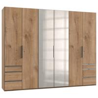 Drehtürenschrank Level 36A mit Spiegel ca. 300 cm Eiche Dekor - Chromfarben/Eichefarben, MODERN, Holzwerkstoff (300/236/58cm) - MID.YOU