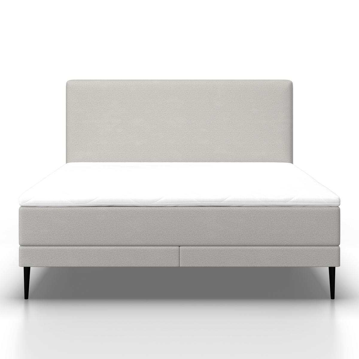 Boxbett Nevada ca. 160x200 cm Hellgrau mit Topper - Hellgrau/Schwarz, Modern, Holz/Textil (160/200cm) - Bessagi