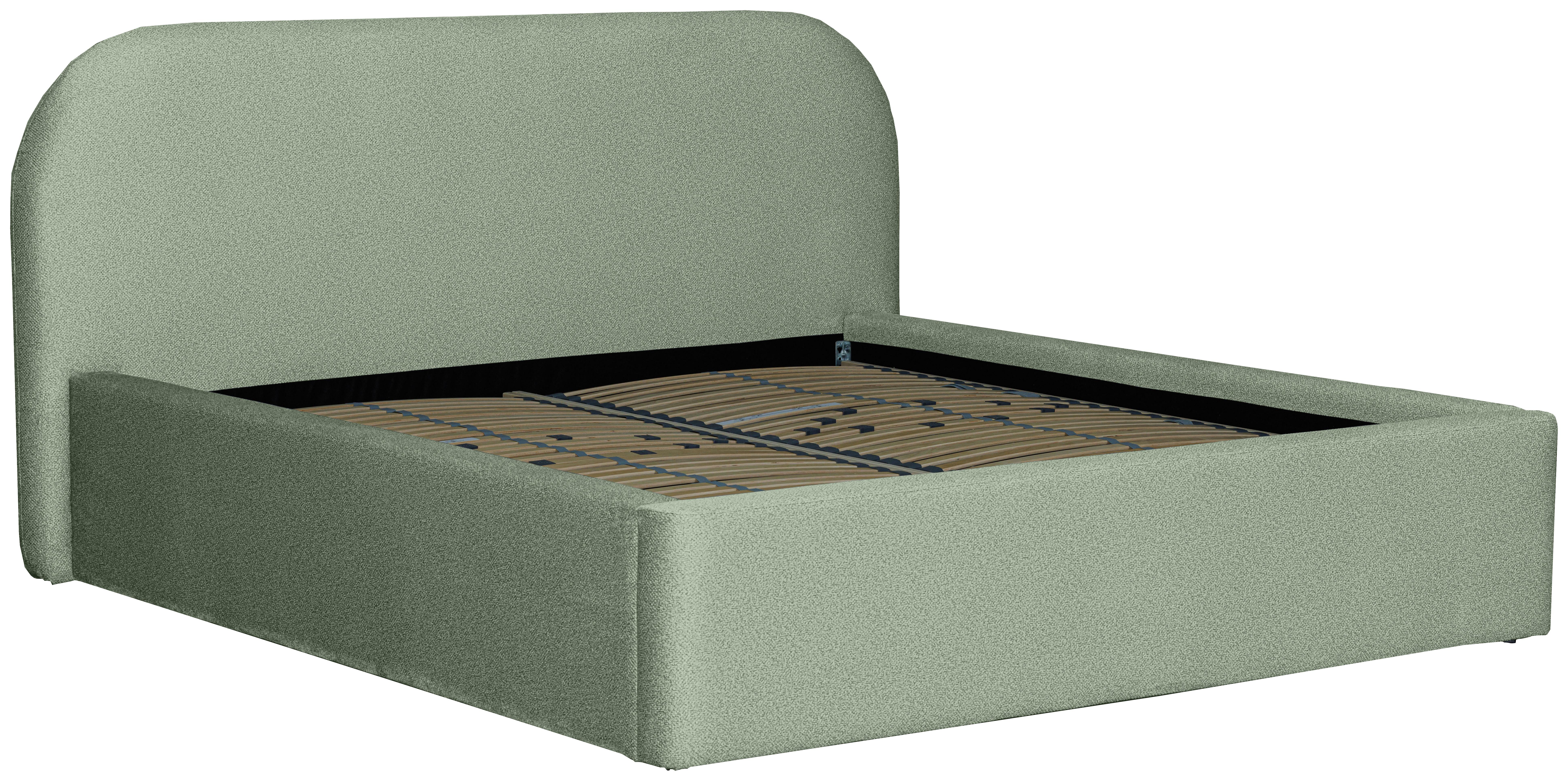 Tapecirani Krevet Bilbao Storage - svijetlo zelena/crna, Design, drvo/tekstil (160/200cm) - Based