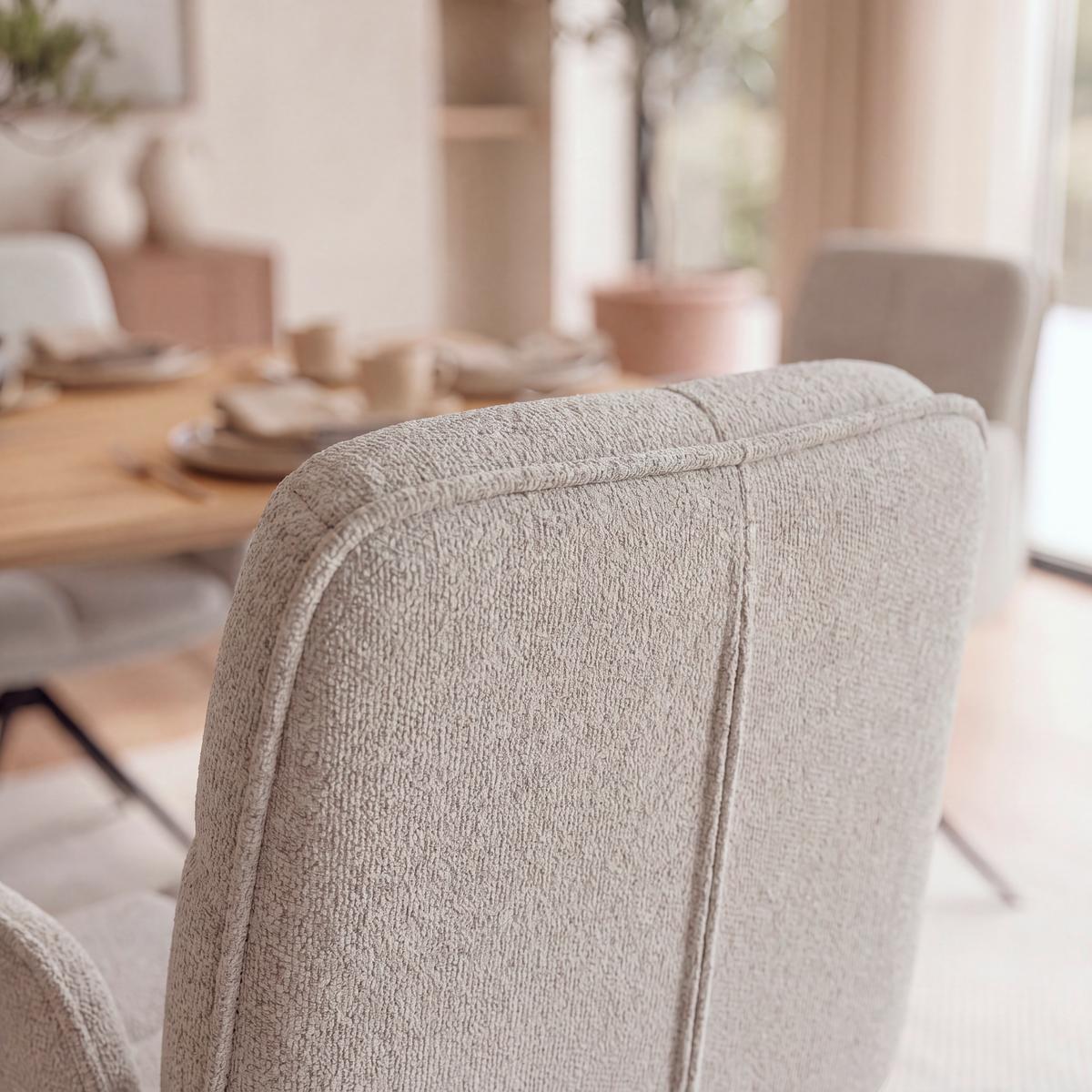 Armlehnstuhl Nalani Greige Webstoff Drehbar Gepolstert - Greige/Dunkelgrau, MODERN, Textil/Metall (58/86/62cm) - Bessagi Home
