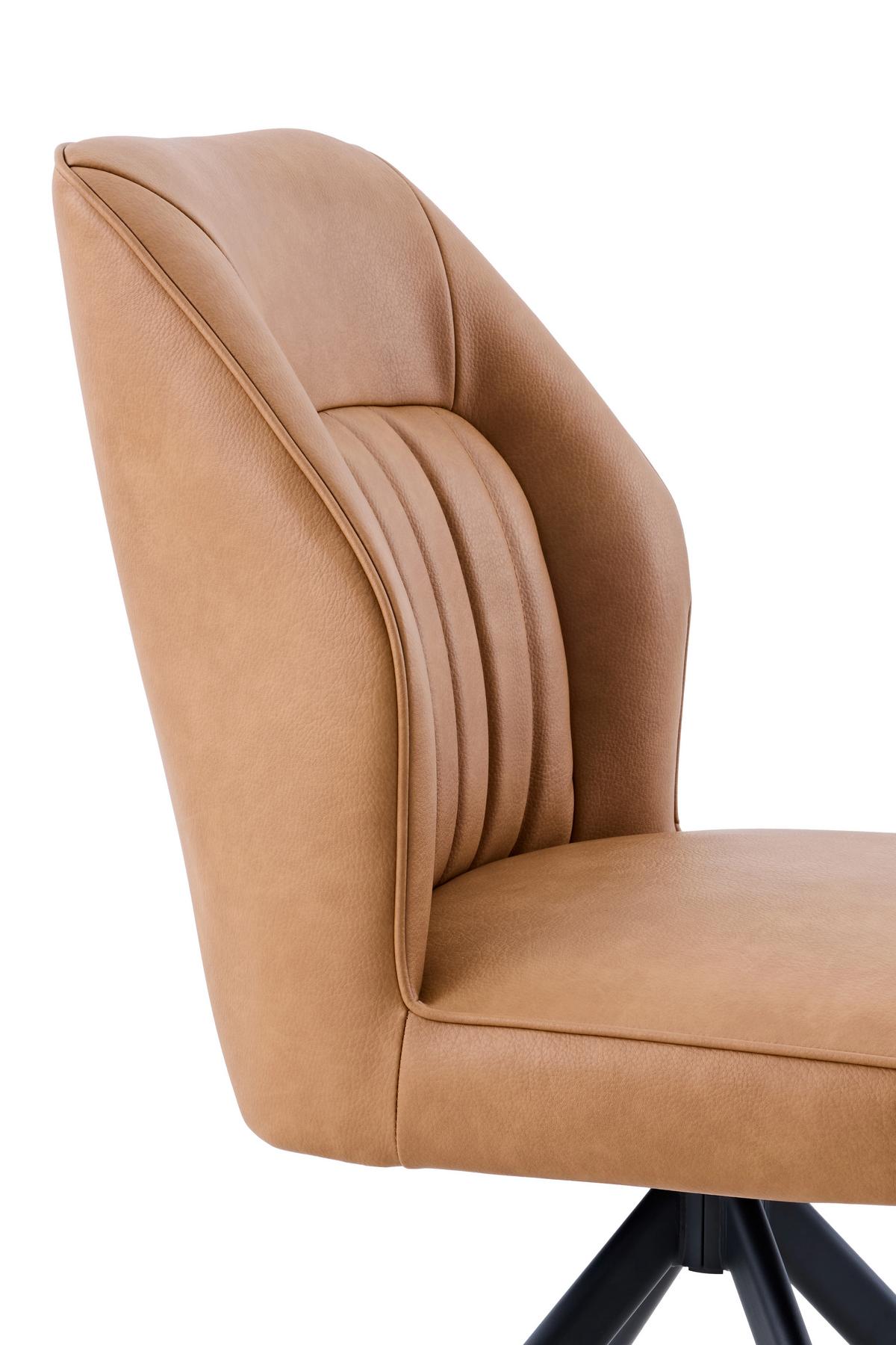 STUHL-SET PRIZZI S 2ER-SET - Cognac/Schwarz, MODERN, Textil/Metall (51/92/65cm) - MID.YOU