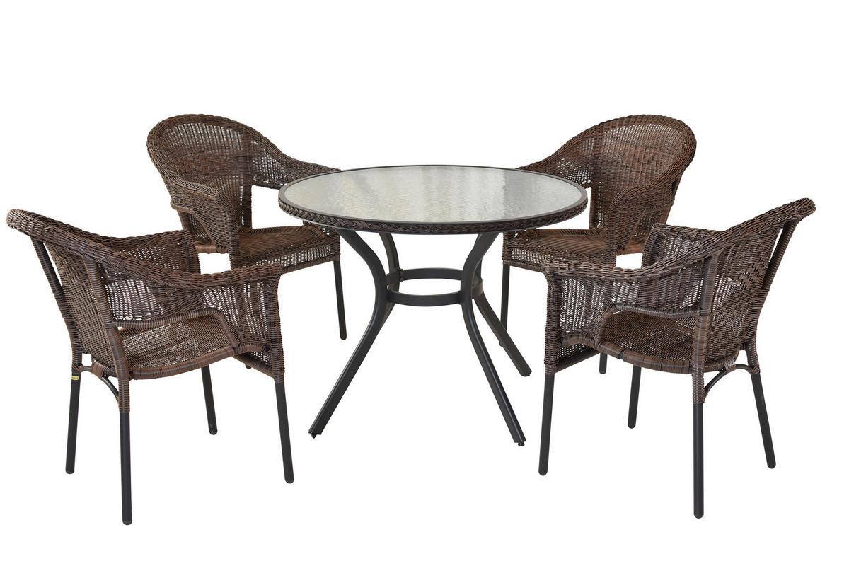 Vrtna Garnitura Ravenna, Temno Rjava, 5-Delna - temno rjava/barve grafita, Konvencionalno, kovina/umetna masa - Gardenson