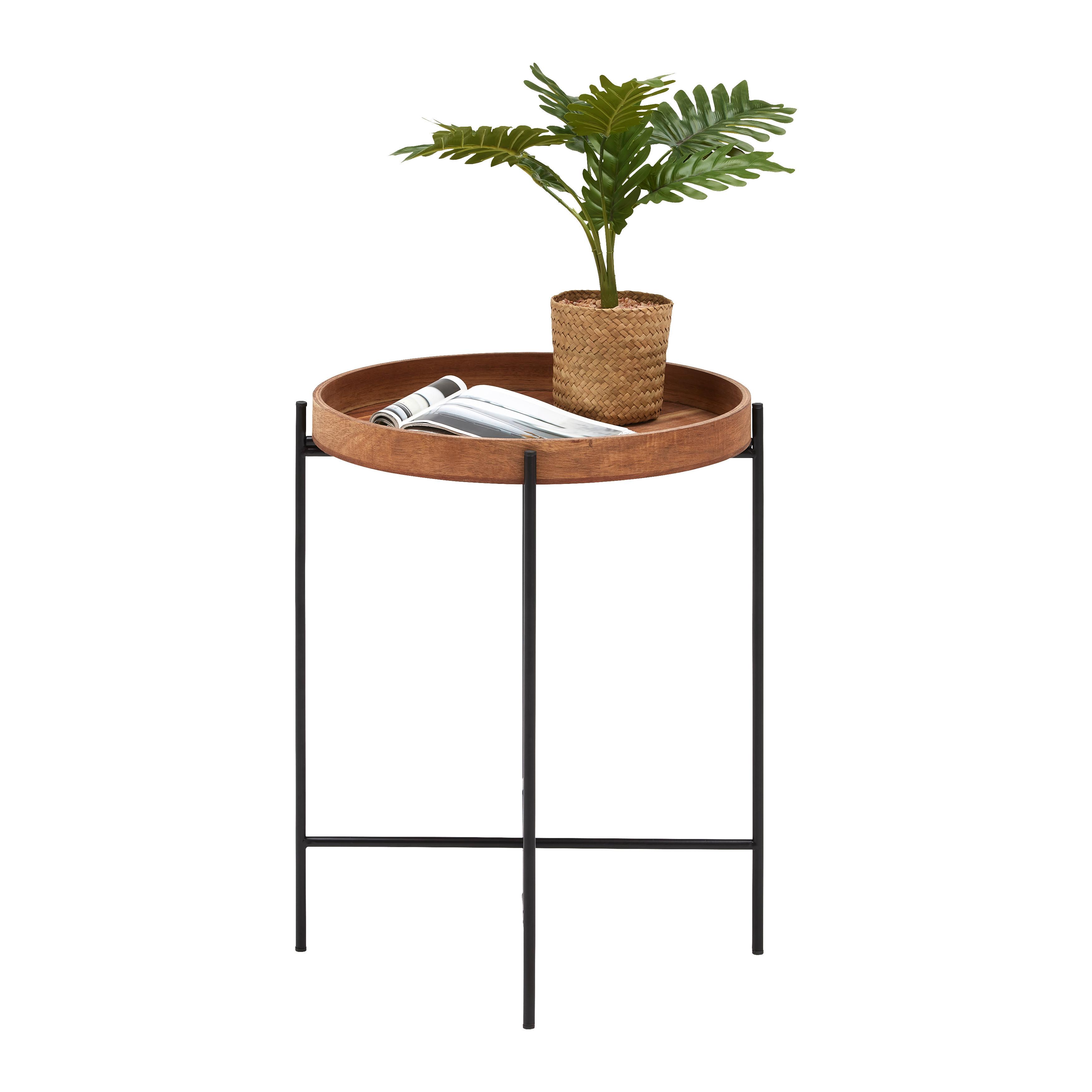 BEISTELLTISCH CUBA -BASED/SB- - Schwarz/Akaziefarben, MODERN, Holz/Metall (40/49cm) - Based