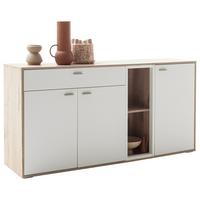 Sideboard Santerno Weiß/Eichefarben - Eichefarben/Weiß, KONVENTIONELL, Holzwerkstoff/Metall (168/85/44cm) - Mömax