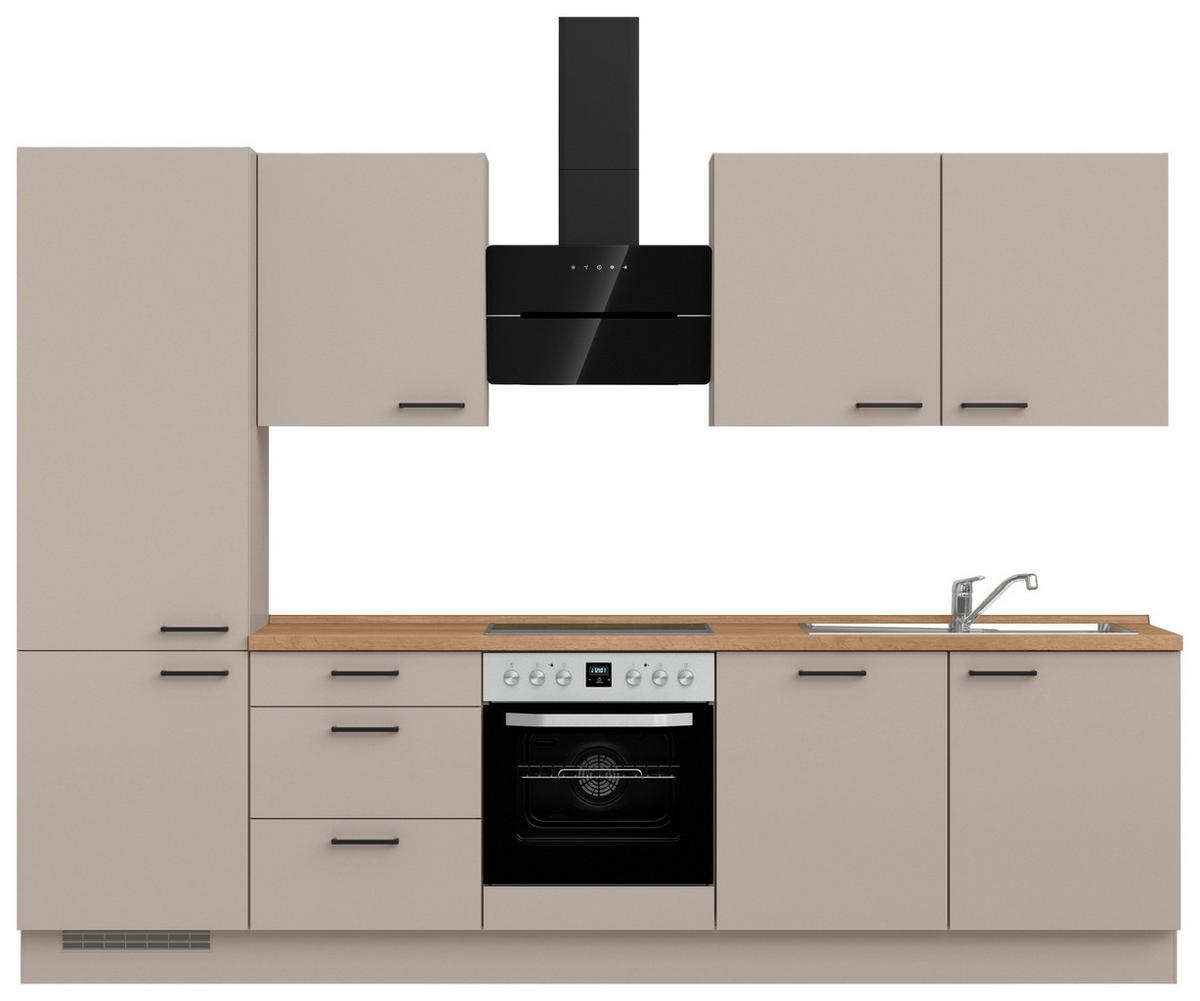 Küchenleerblock Easytouch High o. Geräte Sandfarben - Sandfarben/Eichefarben, MODERN, Holzwerkstoff/Metall (300cm) - Nobilia