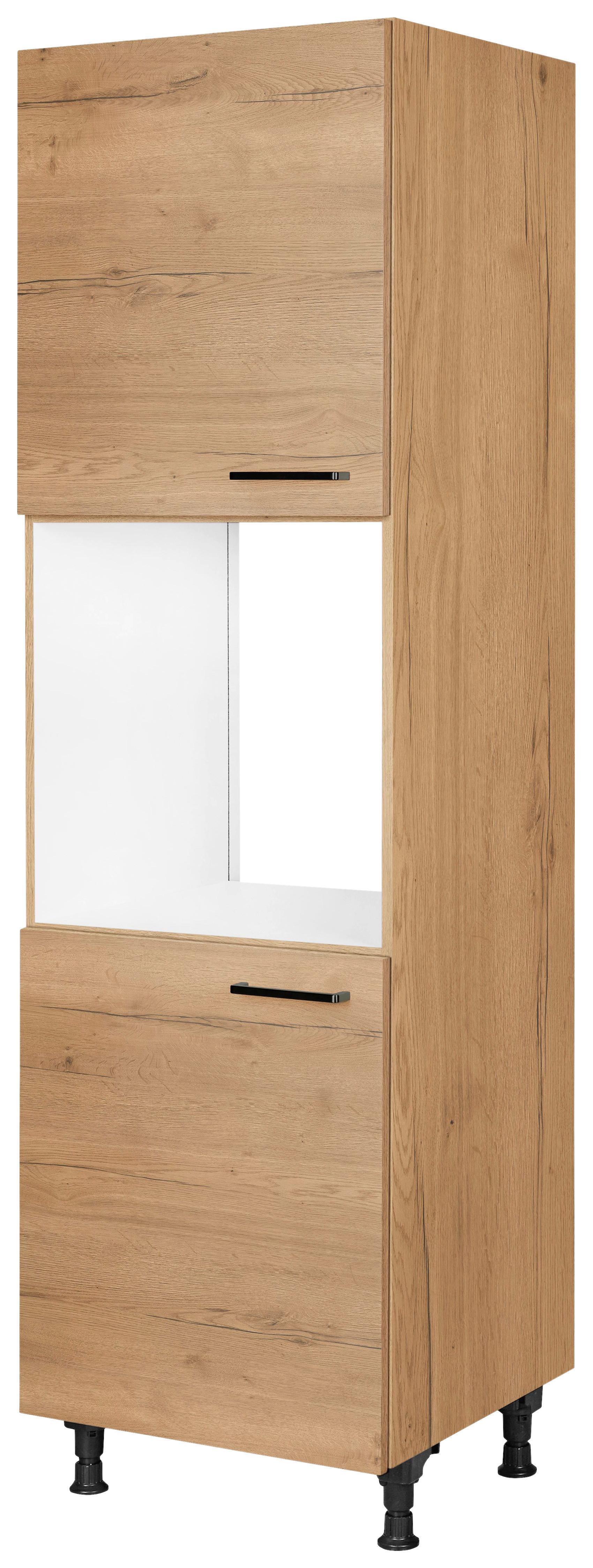 Geräteumbauschrank Structura Eiche - Eichefarben/Schwarz, MODERN, Holzwerkstoff/Metall (60/216,6/58cm) - Nobilia