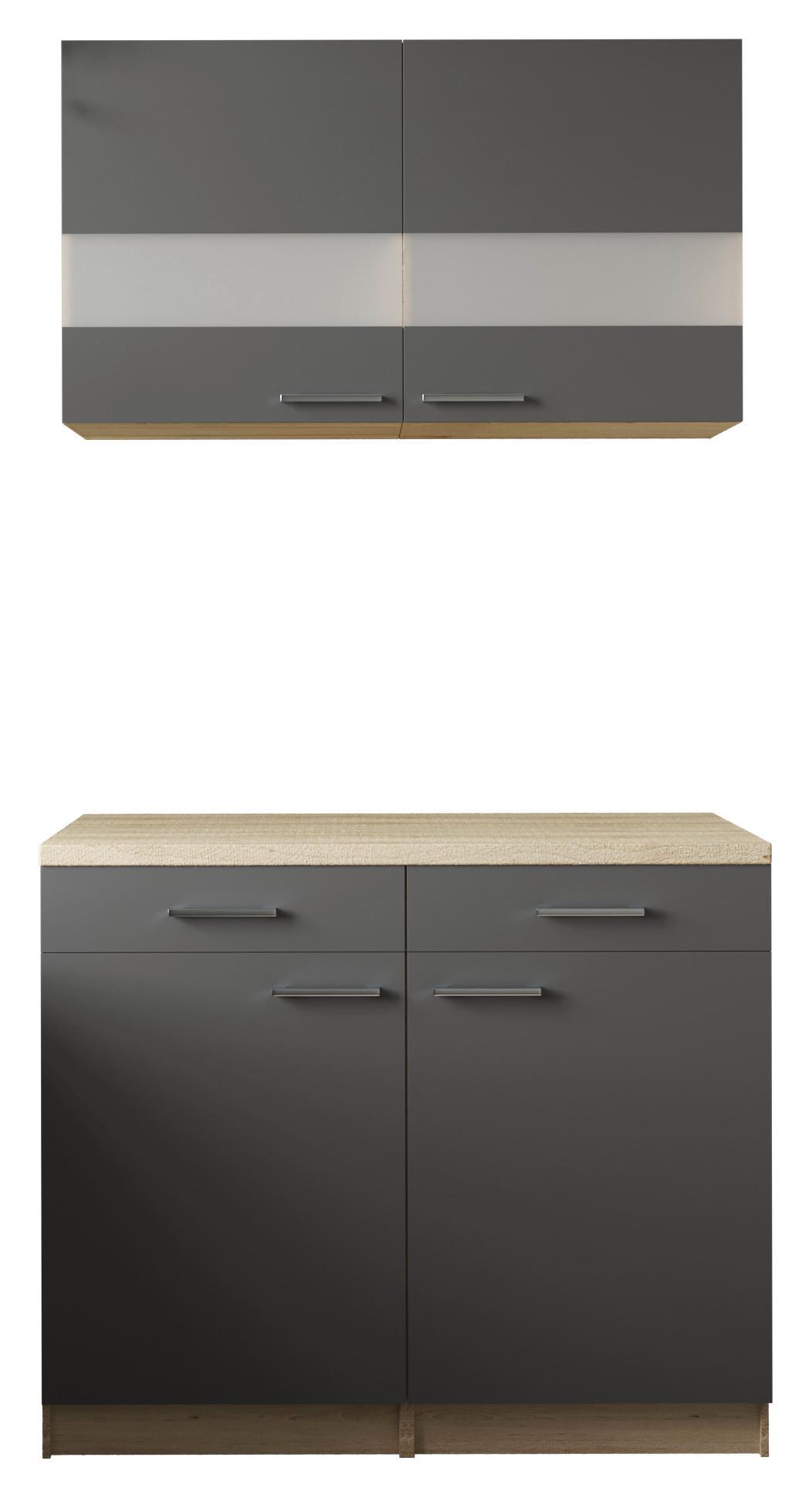 Bife Omara Merle, 100cm - srebrne barve/siva, Basics, kovina/steklo (100/200/60cm) - Respekta