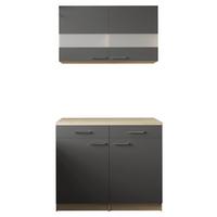 Bife Omara Merle, 100cm - srebrne barve/siva, Basics, kovina/steklo (100/200/60cm) - Respekta