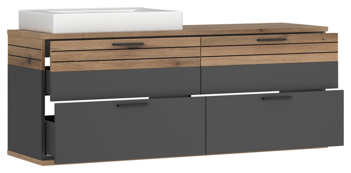 Omarica Za Pod Umivalnik Cotia Cotlu 2 - črna/barve hrasta, Moderno, kovina/leseni material (140/57/48cm) - James Wood